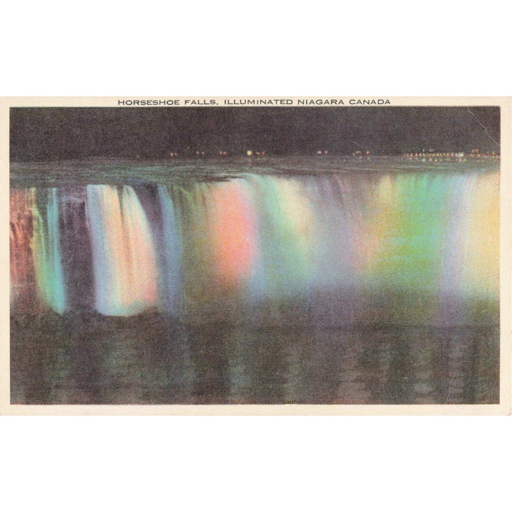 Vintage Horseshoe Falls Illuminated Niagara Canada Postcard Harris Litho VG